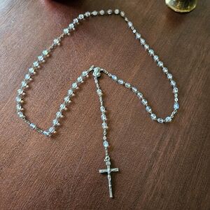 Pale Blue Beaded Rosary Catholic Prayer Meditation Men Women Children
